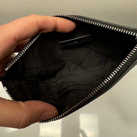 Michael Kors Black Logo Zipper Small Clutch Wristlet Purse Designer - Picture 4 of 10